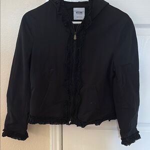 Moschino Black Bomber Jacket with Zip-Front Closure